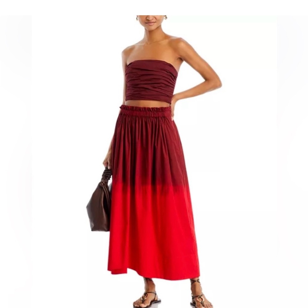 A.L.C. Ombre Burgundy to Bright Red A-Line Maxi Skirt